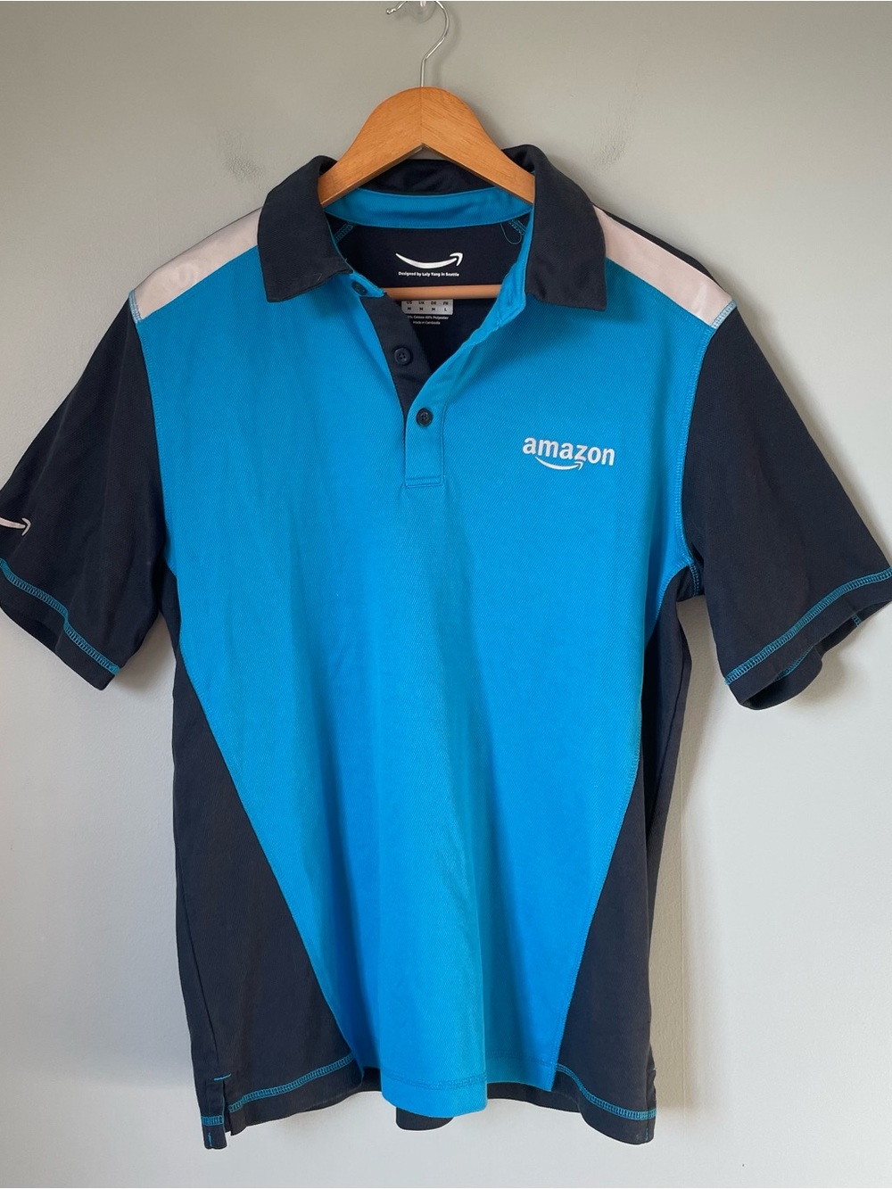 Amazon Delivery Driver Reflective Polo Top Cotton Blend Unisex Size Medium